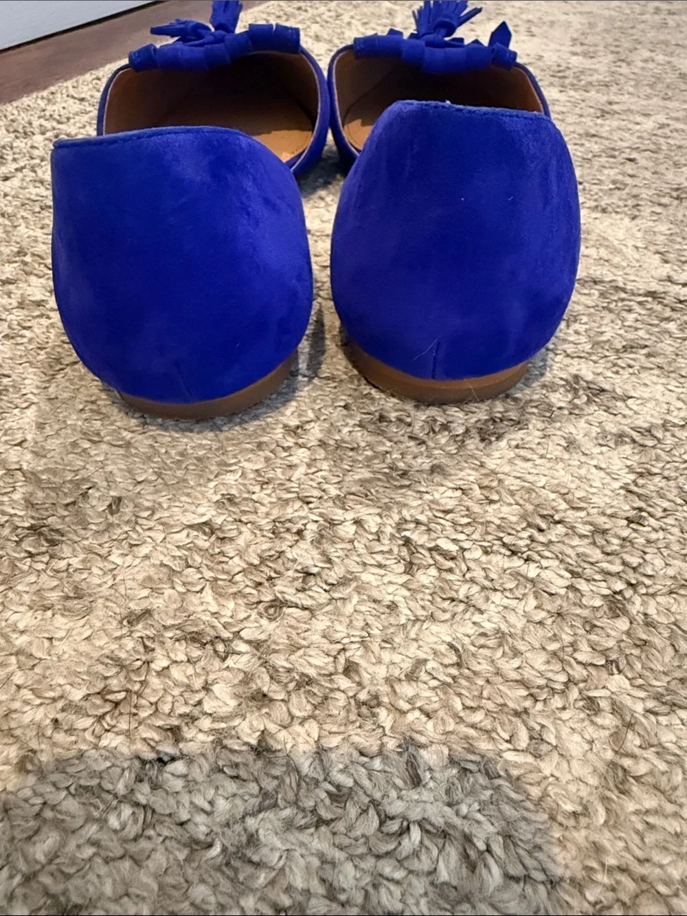 J. Crew Suede Pointed Tassel D'Orsay Flats in Cobalt Blue